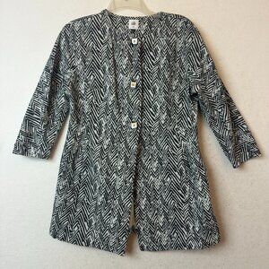 Cabi‎ Jacket Style #3034 Womens M  Gray White Zig Zag Zebra Ponte Knit Pockets